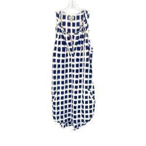 Navy and White Checkered Sleeveless Dress